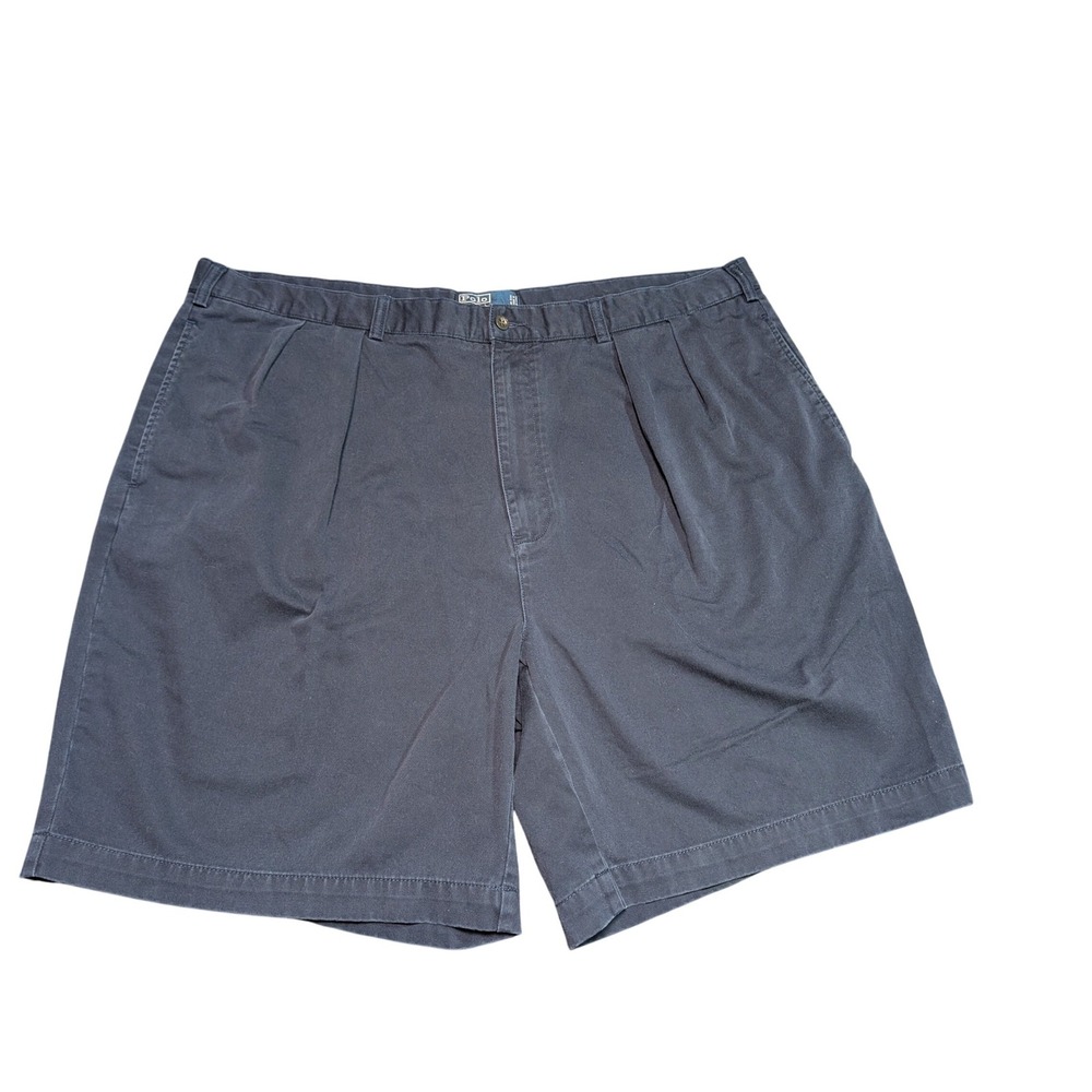 Polo Ralph Lauren Tyler Shorts Mens 46 Navy Blue Pleated Cotton Chino Big & Tall